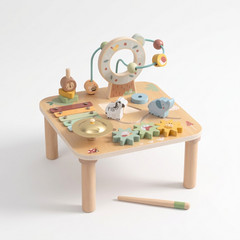 Wooden Baby Activity Table Bead Maze Xylophone Shape Sorter Learning Toy