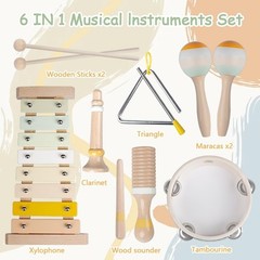 Montessori Wooden Musical Instruments Set for Toddlers Kids Percussion Safe