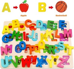 Montessori-Style Wooden Alphabet, Number, and Shape Puzzles for Early Education
