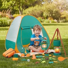 Kids Camping Set with Tent – Toddler Toys for Boys with Campfire, Green