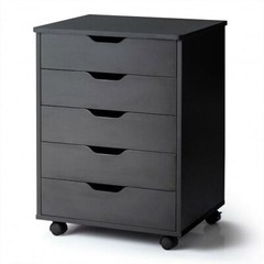 5 Drawer Mobile File Cabinet with Wheels for Living Room-Black – Color: Black