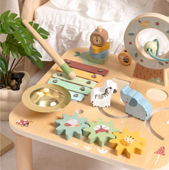 Wooden Baby Activity Table Bead Maze Xylophone Shape Sorter Learning Toy