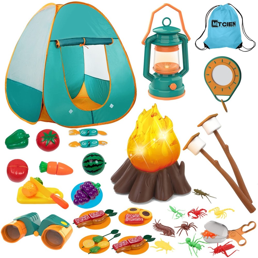 Mitcien Kids Camping Gear Set with Play Tent, Pretend Campfire, Fru… Fast Ship