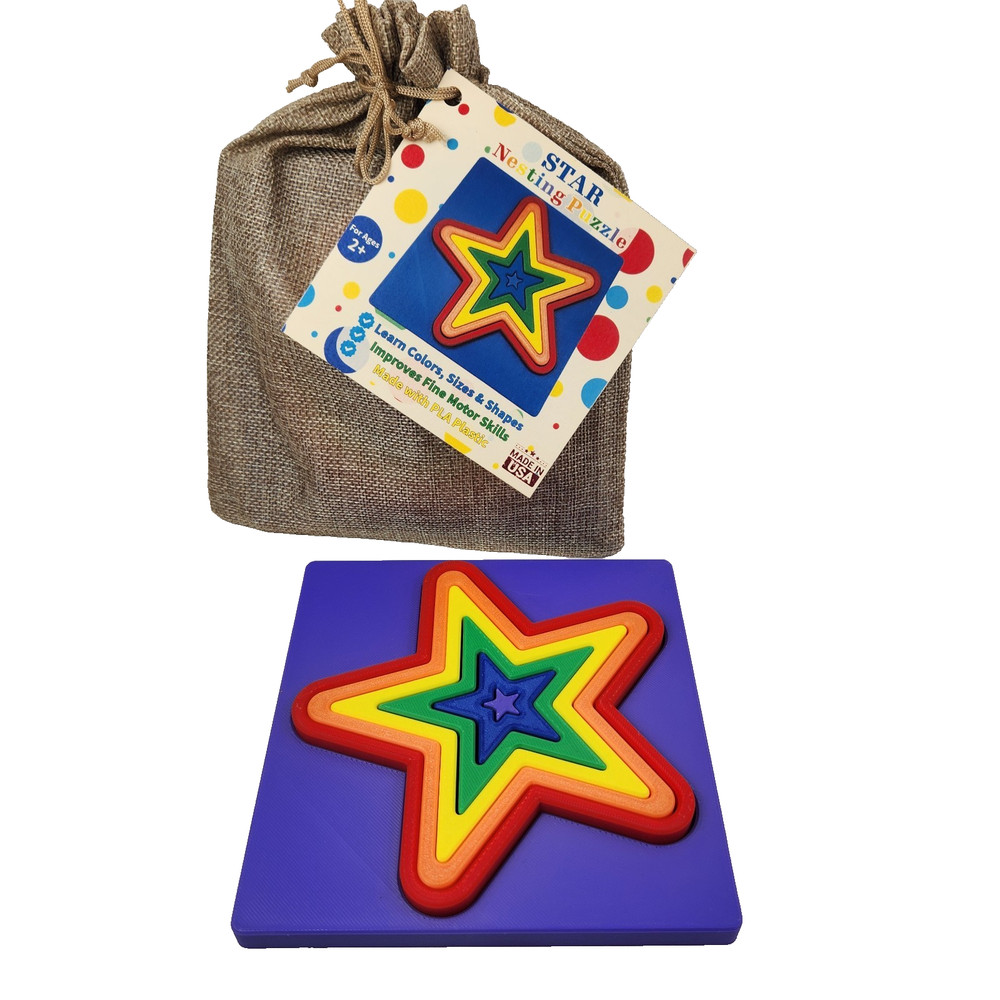 Toddlers STAR Nesting Puzzle Sort Size Color Fine Motor Learning 2+ yrs