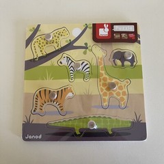 Janod, Wooden Puzzle, Animals, 6 Pieces, 18+ Months, Still In Wrapping