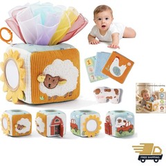 Baby Sensory Toy Farm Tissue Box Montessori Learning Gift for 6-12