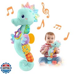 LIGHTDESIRE Baby Toys Musical Seahorse,Infant Stuffed Animal Toys with Crinkl