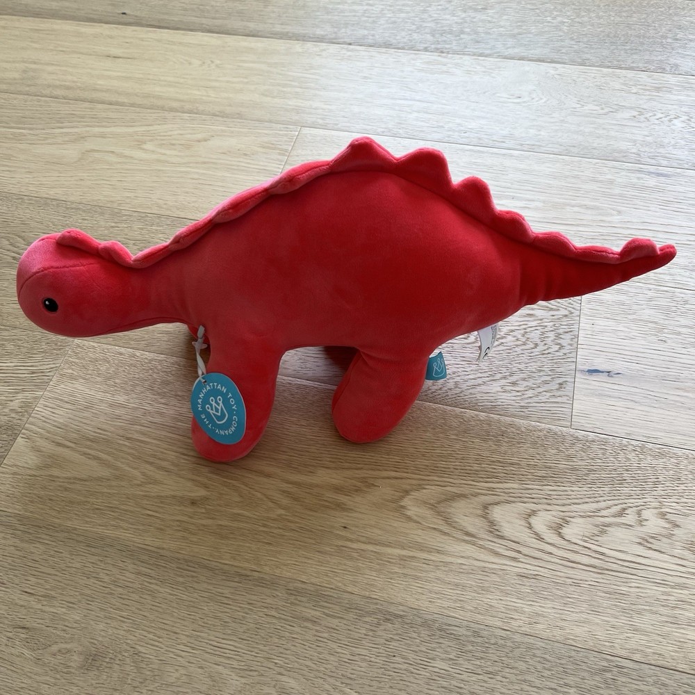 Manhattan Toy Gummy Velveteen Stegosaurus Dinosaur Plush Stuffed Animal Coral