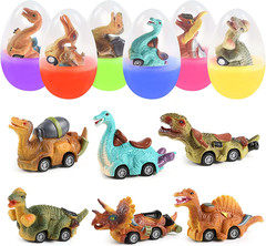 6 Pack Jumbo Eggs with Dinosaur Pull Back Cars Toys inside for Kids Boys Toddler