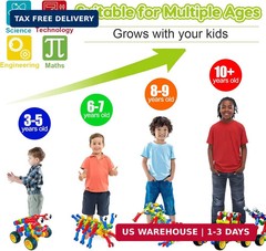 186 Pcs STEM Building Toys, Creative Engineering Kit for Kids Ages 3-12, Gift