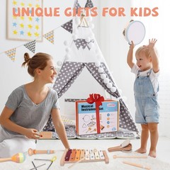 Baby Musical Instruments Set – Montessori Wooden 18 Old Baby Musical Toys, T…