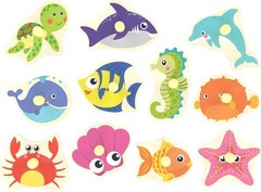 Educational Sea Creature Wooden Peg Puzzle for Toddlers – 11 Bright Pieces