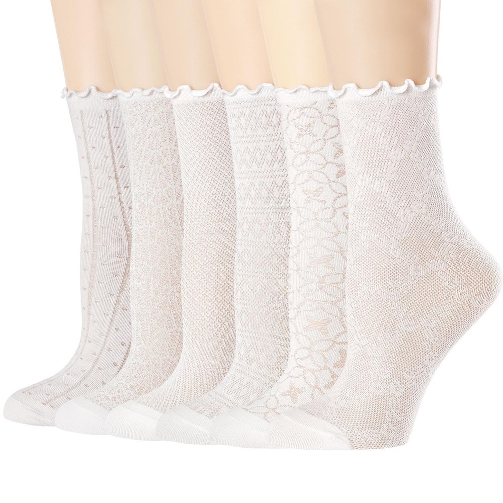 Mcool Mary Women’s Ruffle Socks Mesh Casual Lace Cotton Ankle Ultra Thin Fril…