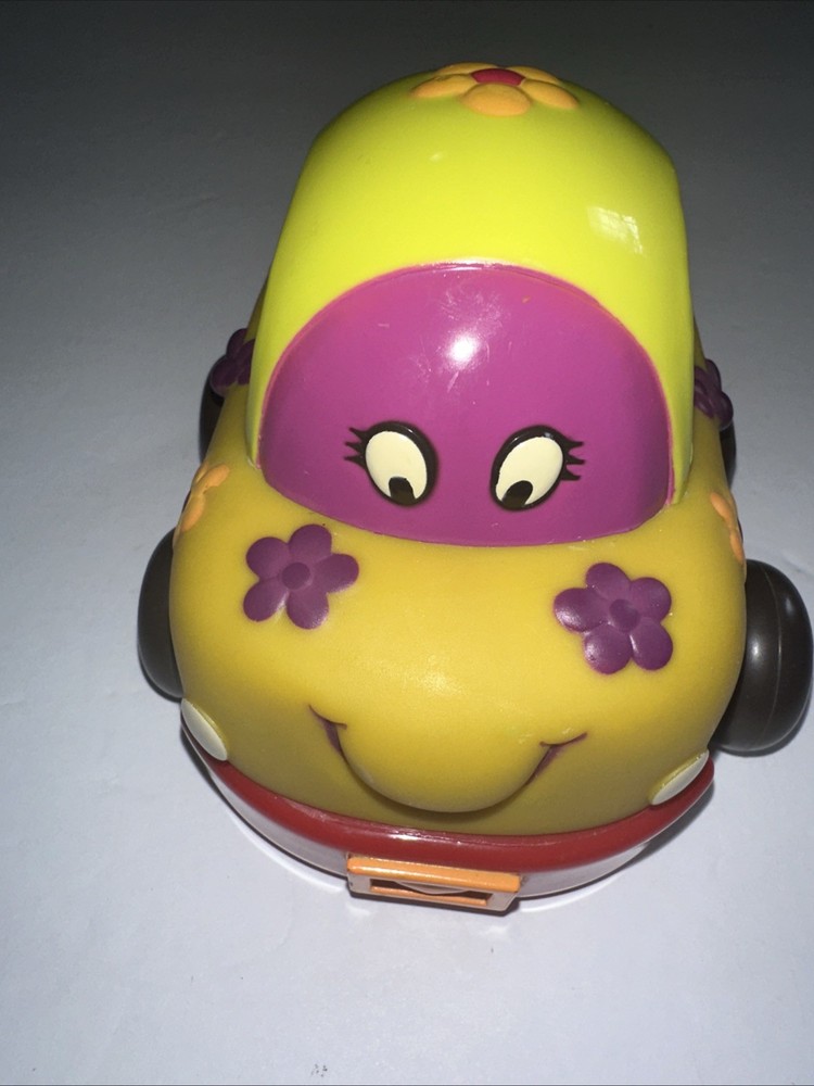 Battat Just B. Wheeee-ls Pull Back Toy Soft Buggly Car Yellow Flowers Vehicle