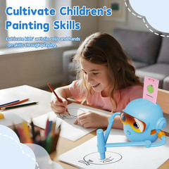 Drawing Robot Toy for Kids with 100 Word Cards & 12 Color Pens Voice Interactive