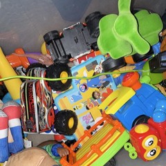 Multicolor Kids Toy Lot Plush Dinosaur with Toy Vehicles Trucks Cars