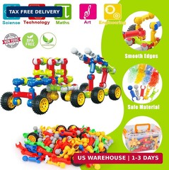 186 Pcs STEM Building Toys, Creative Engineering Kit for Kids Ages 3-12, Gift