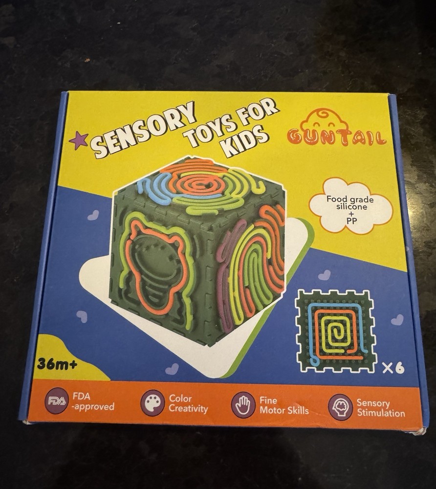 Guntail Sensory Activity Cube Toy Set of 6, Multicolor, 36m+, Fine Motor Skills