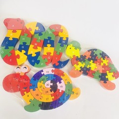 3 Alphabet & Number Jigsaw Puzzle Animal Wooden Puzzle Snake Snail Turtle