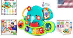 Early Learning Light-Up Elephant Baby Piano – Safe Toy for Infants 6-18