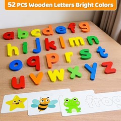 Alphabet ABC Learning Educational Toys for 3 4 5 Old Boys Girls, Wooden Puzz…
