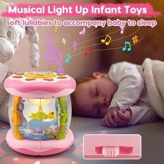 Baby Girl Toys 0-6 Months Ocean Projector Rotating Musical Light Up Tummy Pink
