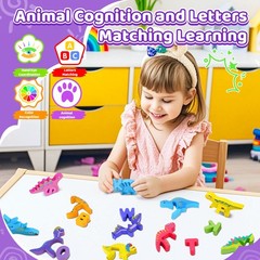 Wooden Puzzles, Montessori Learning Toys, ABC Alphabet Puzzle for Ages 3-5, C…