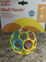 Bright Starts Oball Easy Grasp Classic Ball BPA-Free Infant Toy in Red, Yellow,