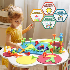 Peg Board Toy Set 73Pcs STEM Montessori Building Stacking Toy for Kids Age 3 6