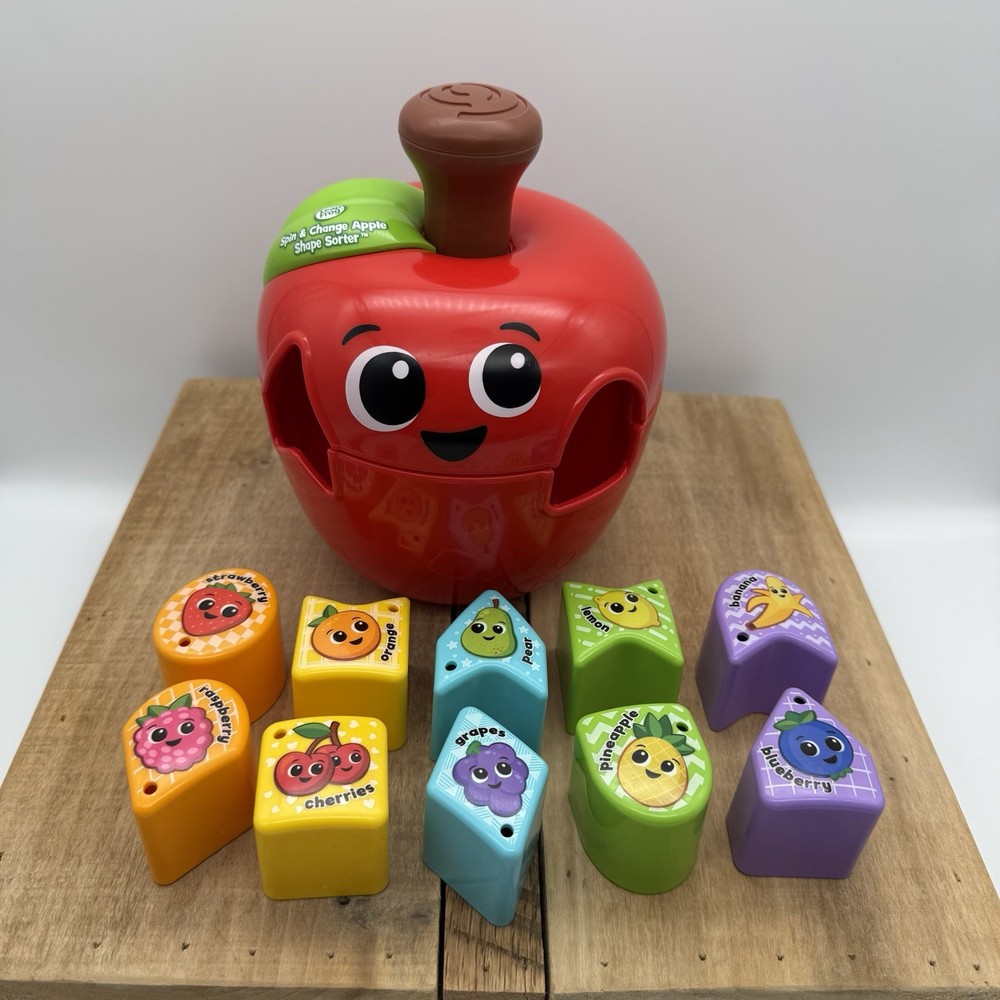 Leap Frog Spin & Change Apple Shape Sorter Educational STEM Learning Toy EUC