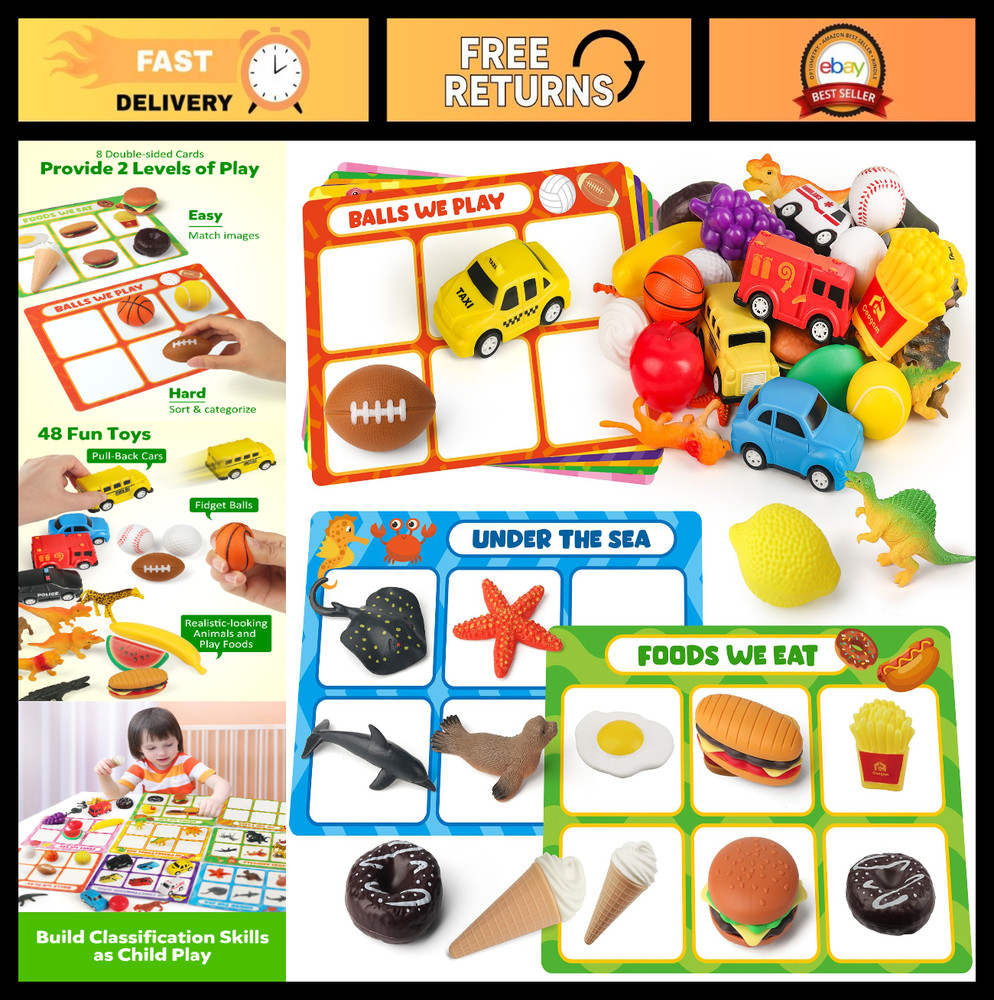 Montessori Sorting Toy for Toddlers – Animals, Dinosaurs, Fruits, Vehicles, Educ