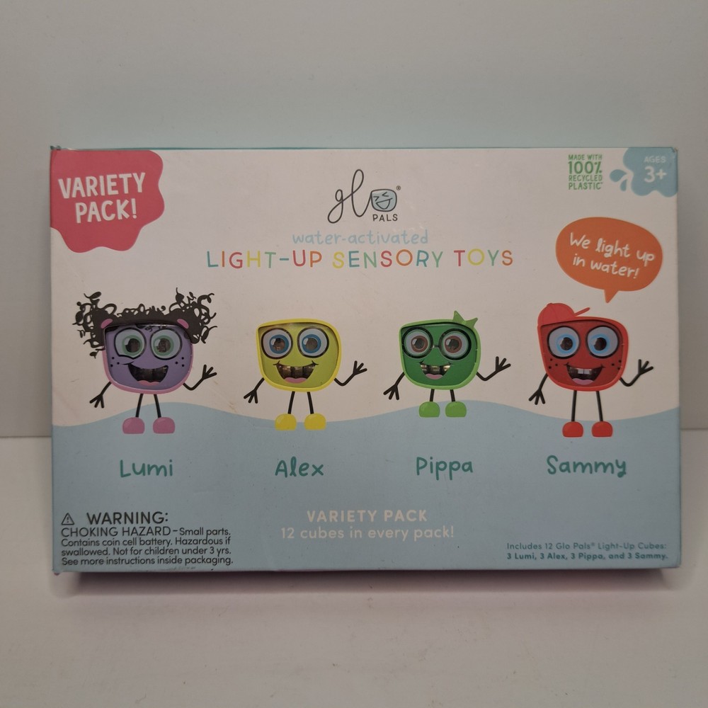 Glo Pals Water-Activated Light-Up Cubes for Sensory Play – 12 Pack NEW