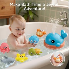 OR TU Light Up Whale Sprinkler Bath Toys for Baby Toddler, 3x2x3 inches
