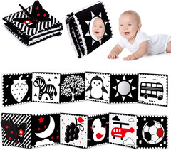 Black & White High Contrast Baby Toys 0-6 Months Soft Book for Brain Development
