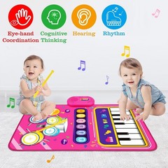 NEW Piano Drum 2-in-1 Baby Musical Mat Toddler Music Learning Toy Age 1~2 (PINK)