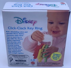 ⭐ NEW Vtg Disney Click-Clack Key Ring Infant Baby Mickey Mouse Toy Mattel 7032 ⭐