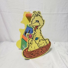 Vintage Sesame Street Big Bird shape sorter wooden rocking toy with bell
