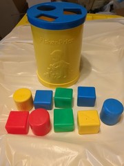 Vintage 1977 Fisher Price Baby’s First Blocks Shape Sorter Toy 9 Blocks