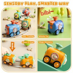Keamaidy Baby Train Car Toys for Toddler 1-3, 4PCS Press to Go 7.4 inches