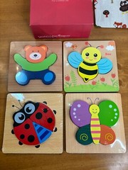 SKYFIELD Wooden Animal Puzzles for 1 2 3 Years Old Boys Girls Toddler Education