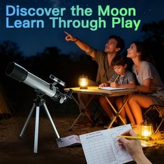 Telescope for 50mm 100x Magnification Beginner Silver Telescopio with Tripod,…