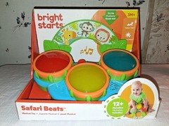 Bright Starts Safari Beats Musical Drum Toy with Lights, Ages 3 Months