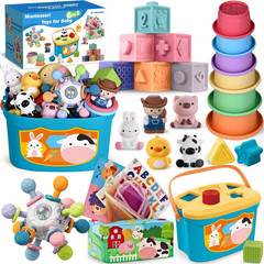 Baby Toys 6-12 Months, 6 in 1 Montessori Toys, Soft Infant Sensory Toy Set | Bab