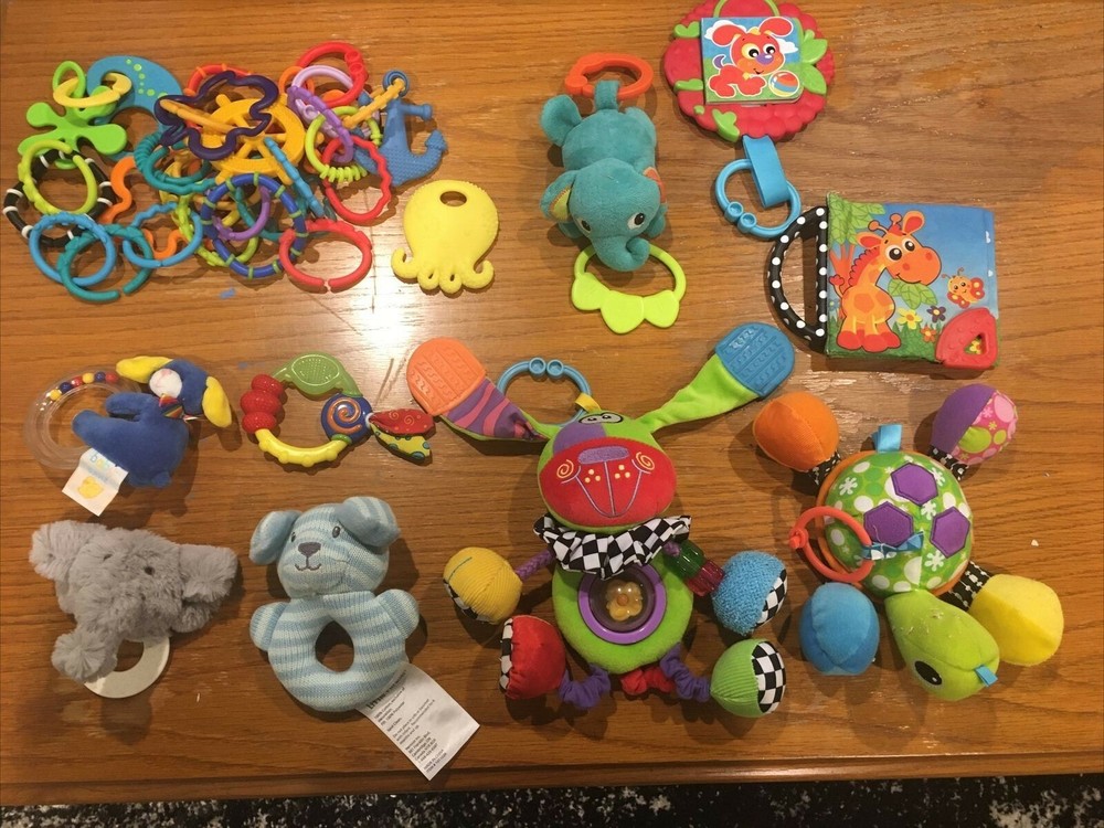 Lot of Baby Toy Plush Stuffed Animals for Teething, Rattling, Crinkling 1045