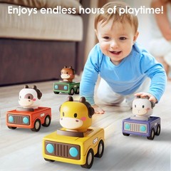 iPlay, iLearn Press to Go Car Toys for Toddlers 1-3, Baby Medium, Multicolors