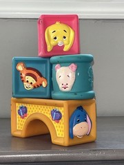 Disney Pooh & Friends Soft Rubber Toy Stacking Blocks Baby Piglet Tigger Vintage