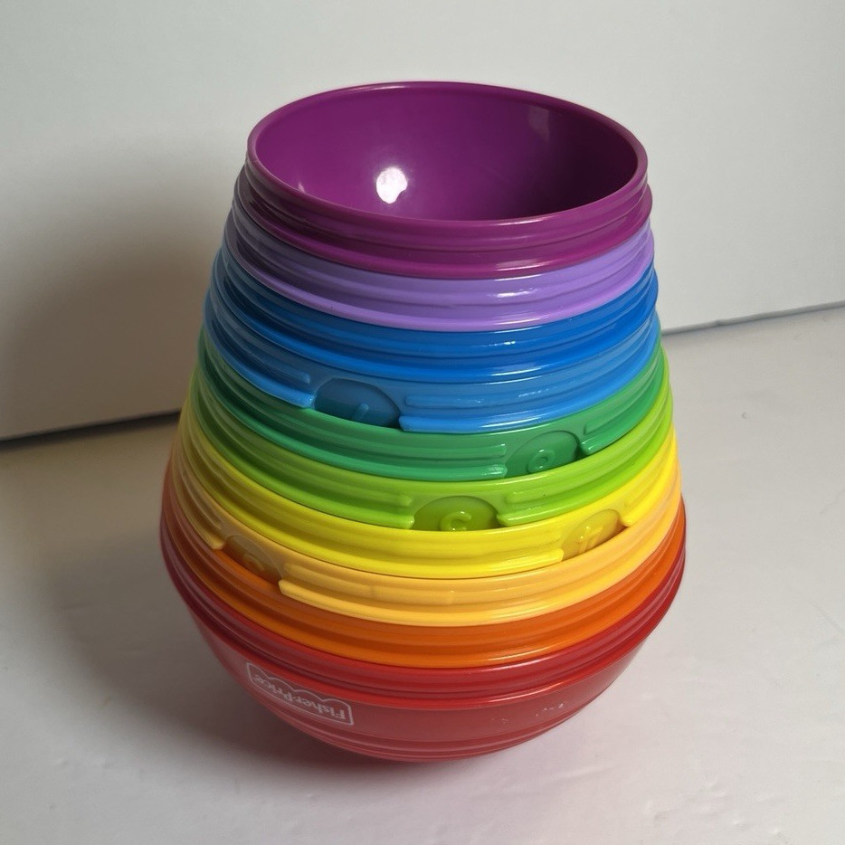 Fisher-Price Rainbow Multicolor Nesting Stacking Cups Set of 10 Toy