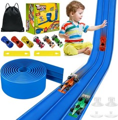 3-Lane Flexible Race Track 20FT DIY Racetrack Kids Hot Wheels Compatible