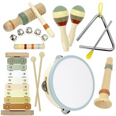 Baby Musical Instruments Montessori Wooden Toys for Toddlers, Neutral Colors…