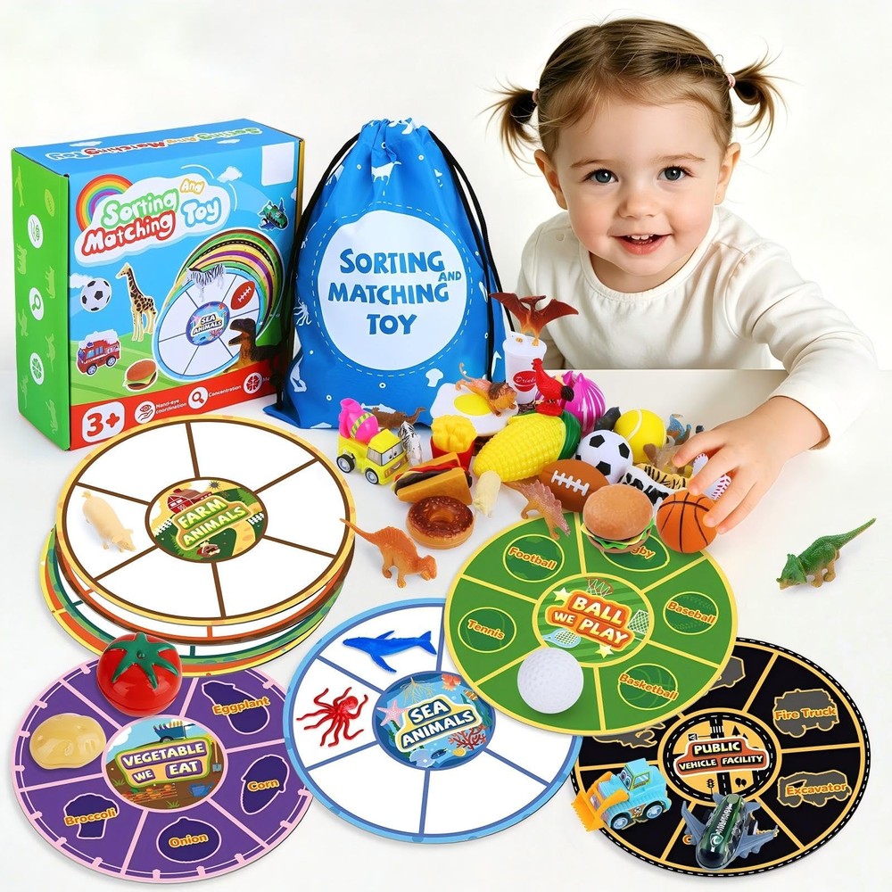 Sorting Toys for Toddlers, Farm Animals Toys Matching Games, Match Card & Sor…